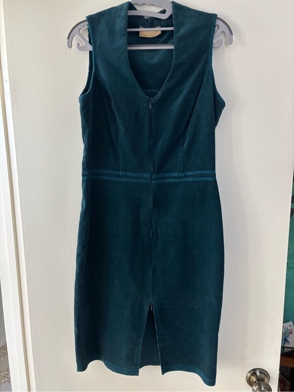 CORDUROY TURQUOISE DRESS